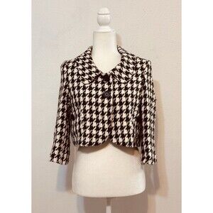 Tulle Anthro Size M Houndstooth Cropped Coat Wool Blend Career Preppy Retro